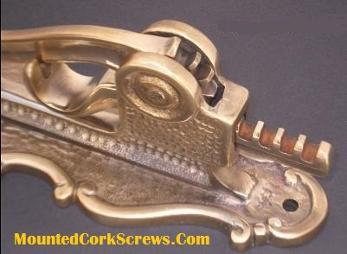 Vintage Rare Brass Wall Mount Cork Screw Wine Bottle Opener