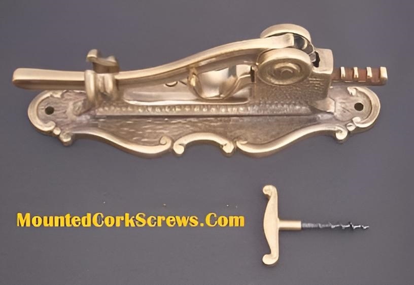 Brass wall-mounted wine bottle opener