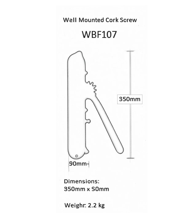 Brass wall-mounted corkscrew
